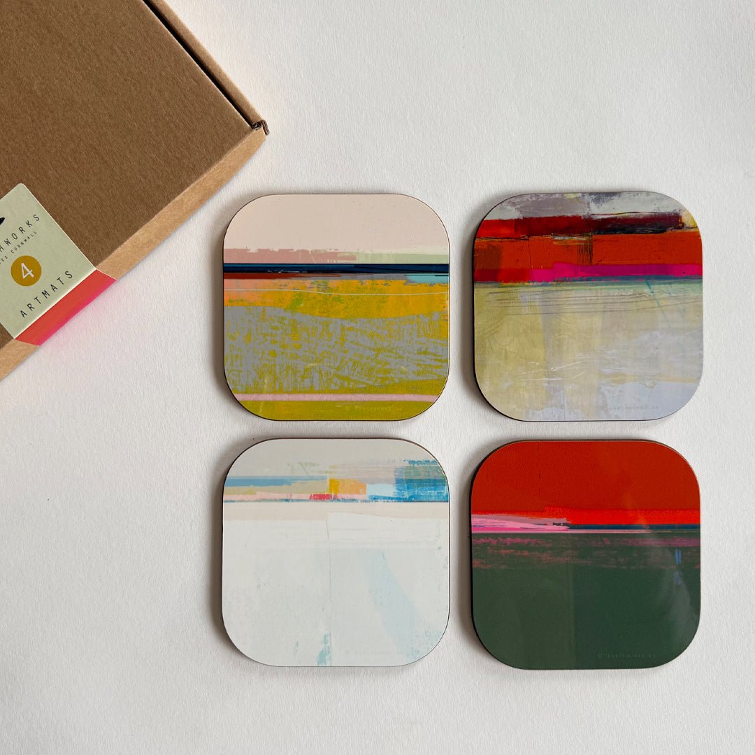 set of 4 - COASTER ART MATS BEACH