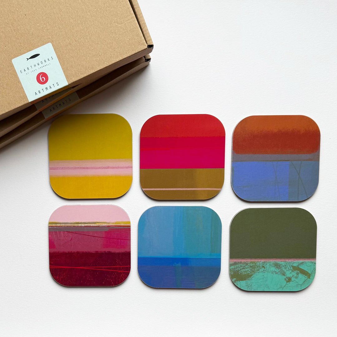 set of 6 - COASTER ART MAT COLOURBLOCK