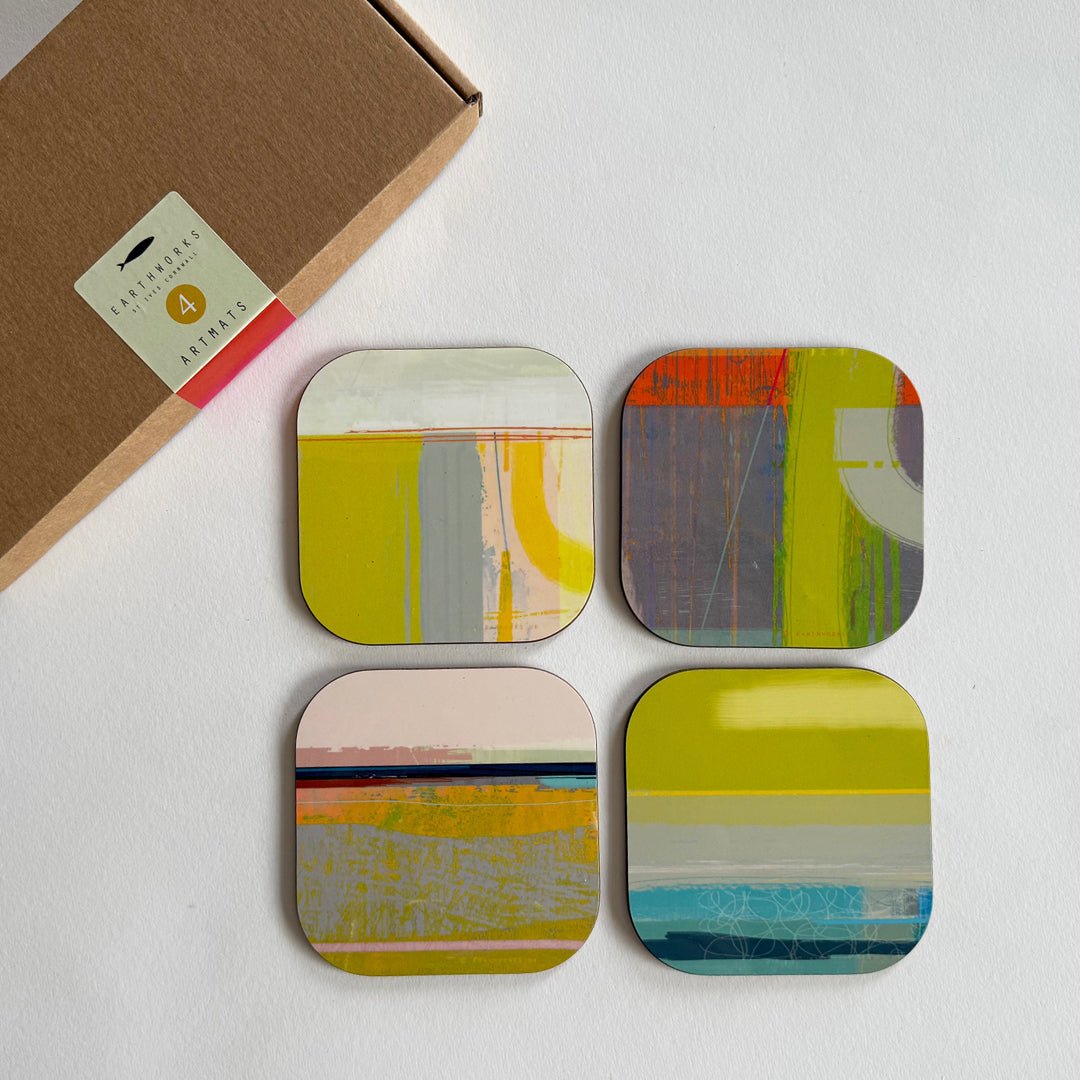 set of 4 - COASTER ART MATS OCHRE POOLS