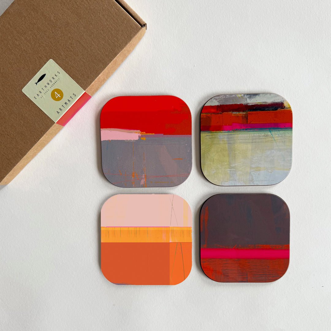 set of 4 - COASTER ART MATS WARM TONES