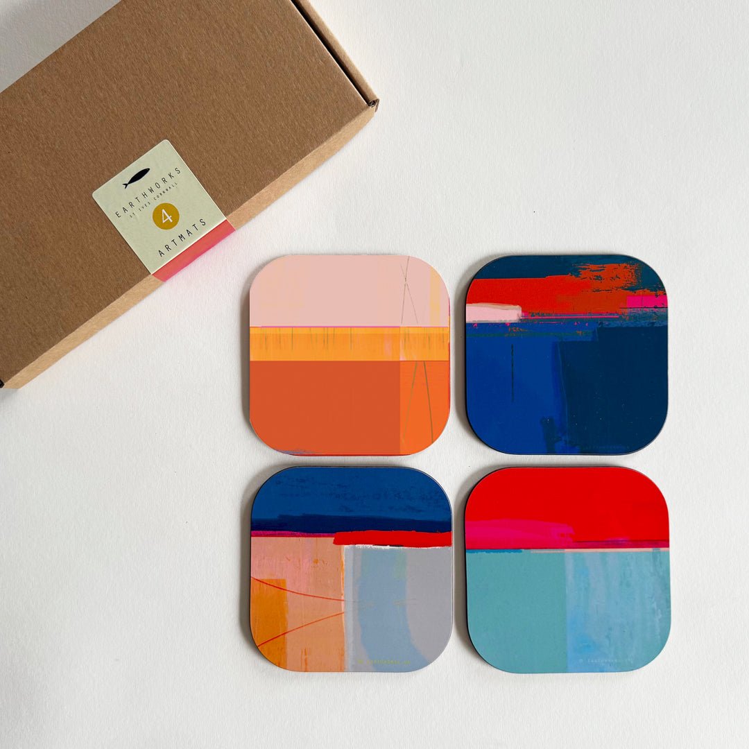 set of 4 - COASTER ART MATS BRIGHTS