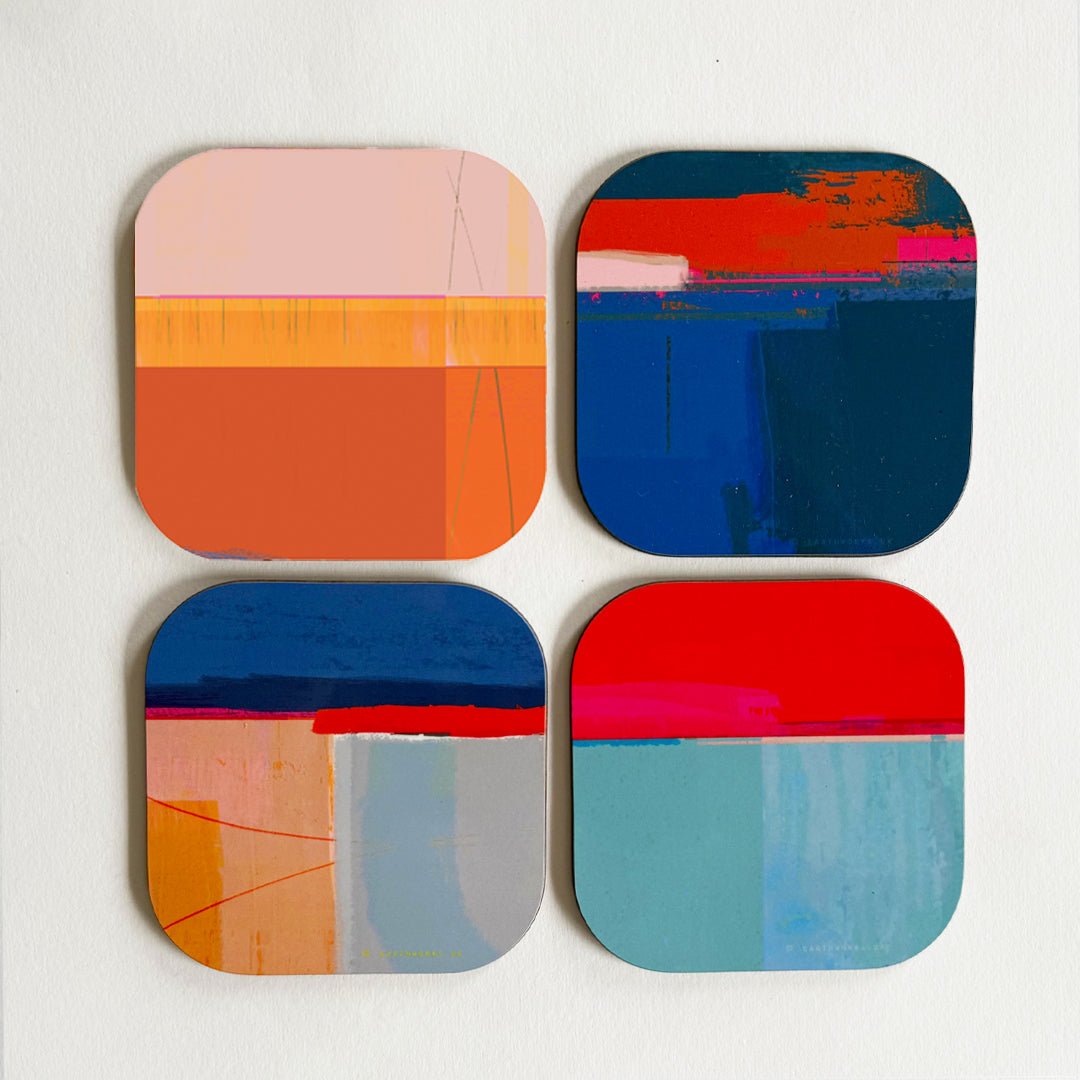 set of 4 - COASTER ART MATS BRIGHTS