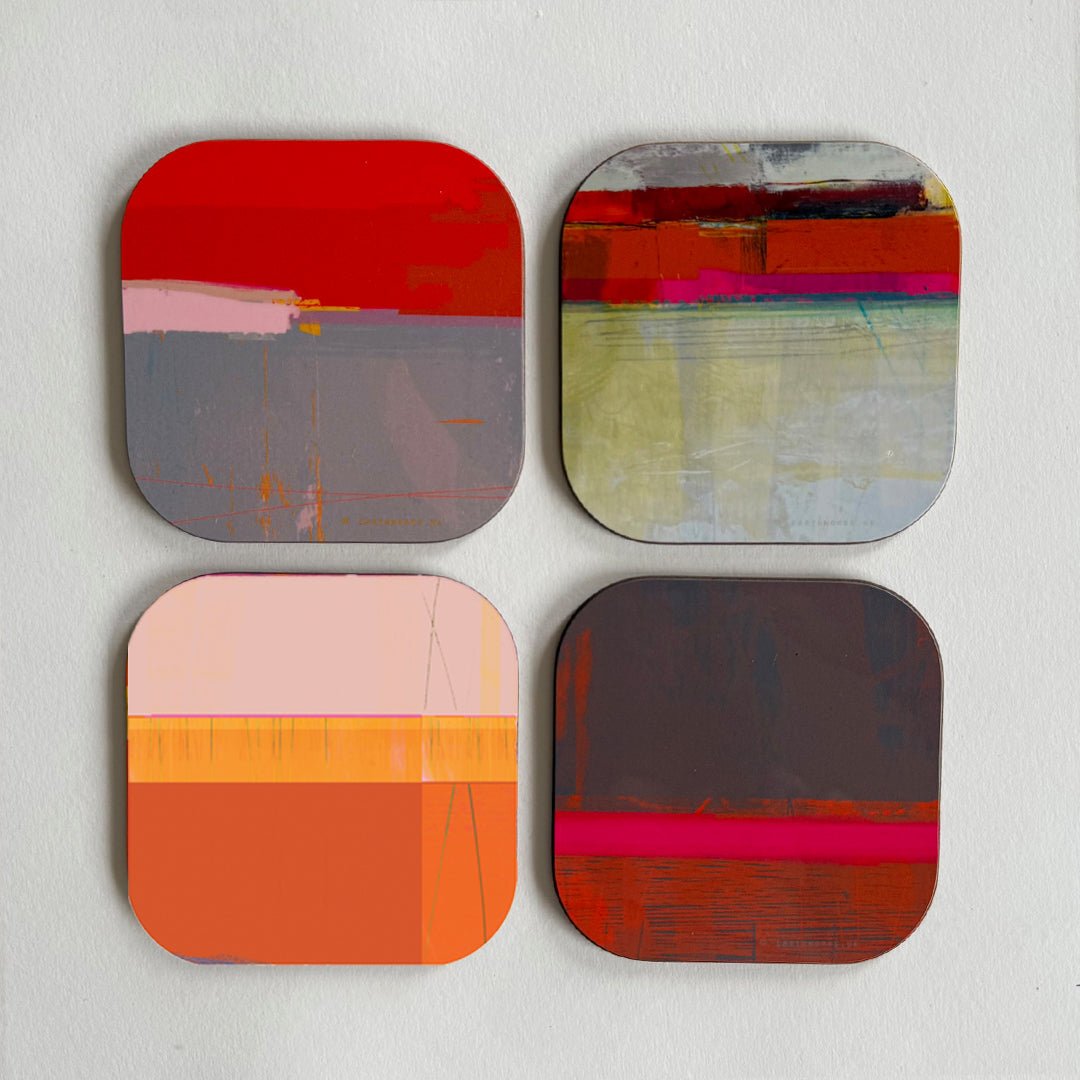 set of 4 - COASTER ART MATS WARM TONES