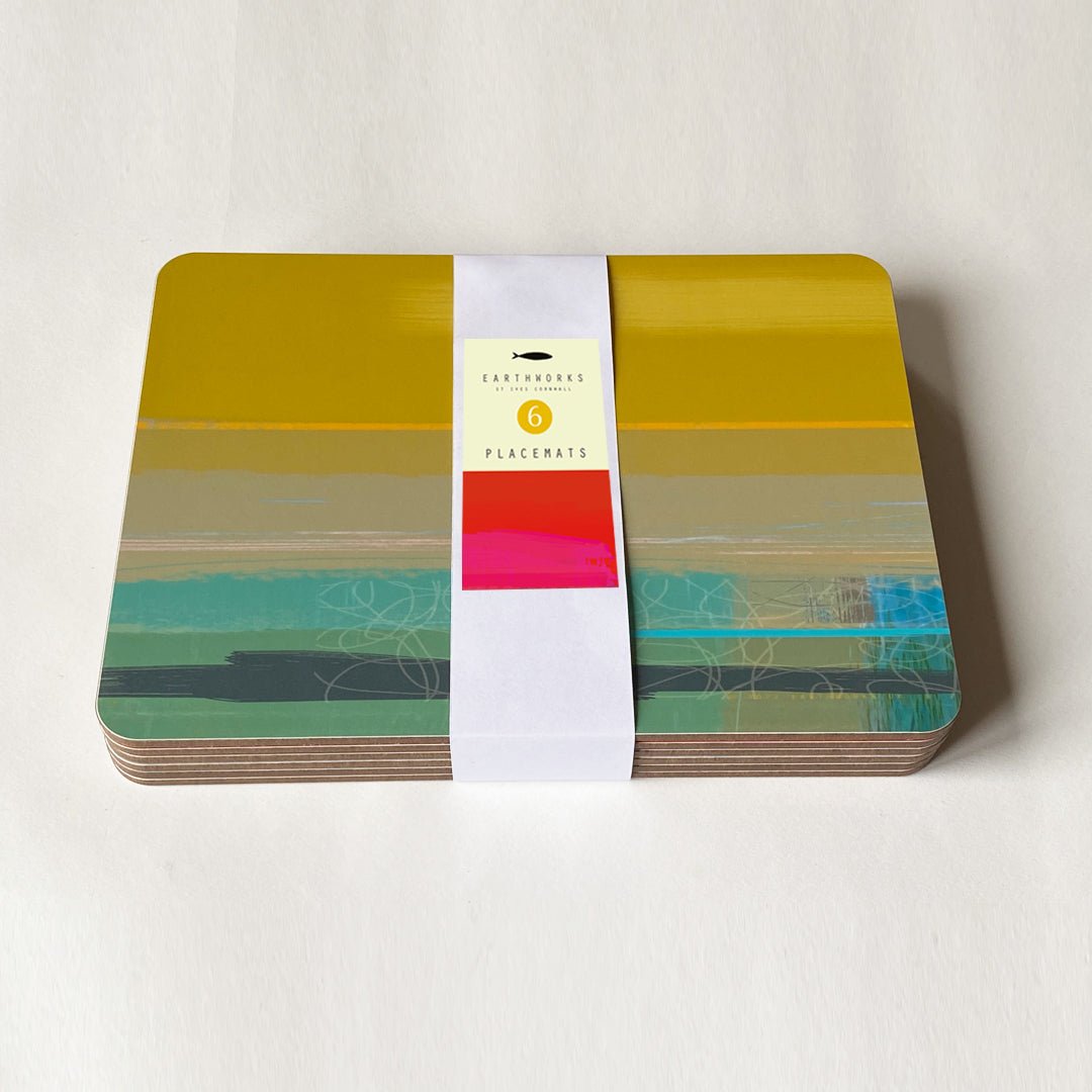 placemat set of 6 - COLOURBOX abstract art place mats table mats