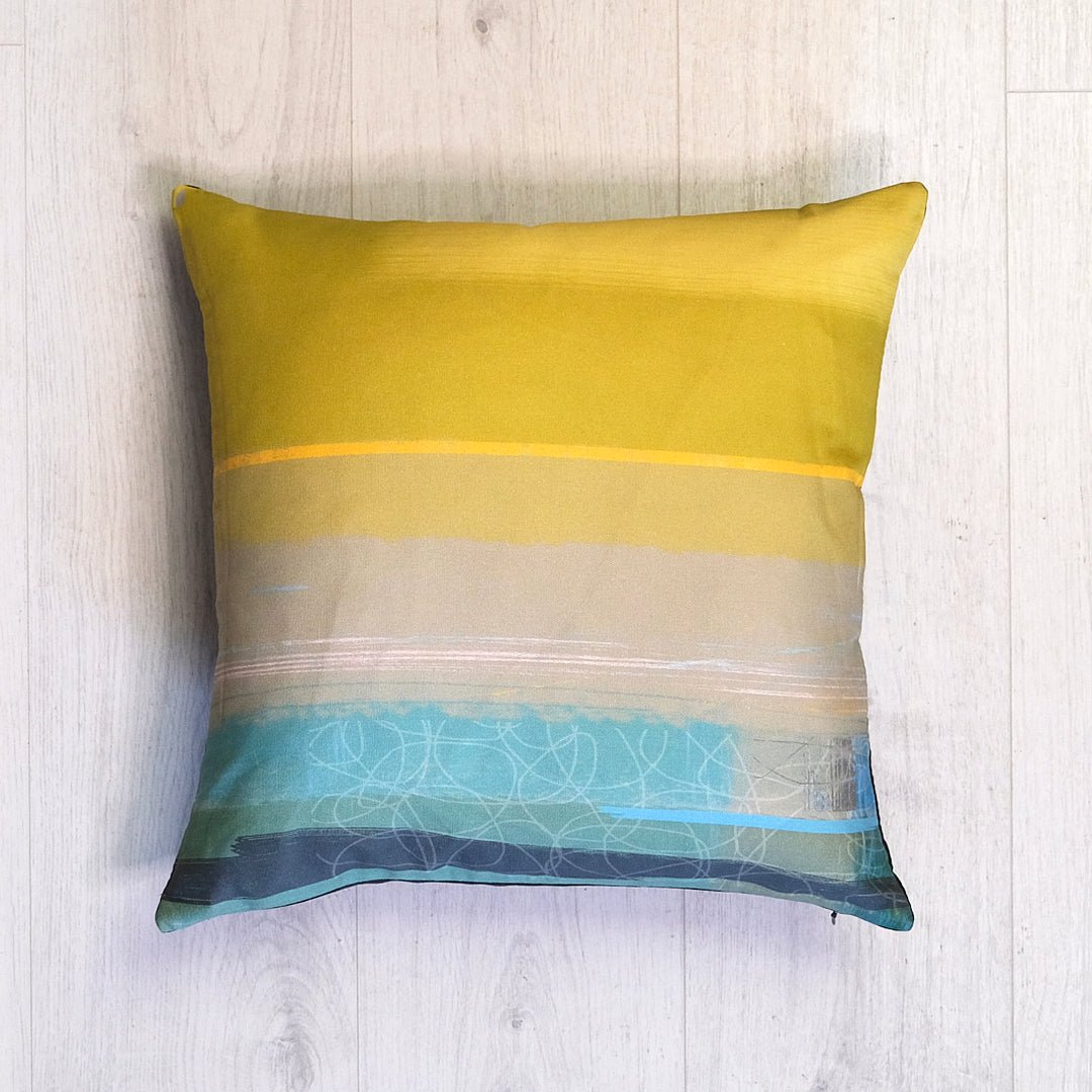 cushion - POOL OCHRE coastal colours blue and green