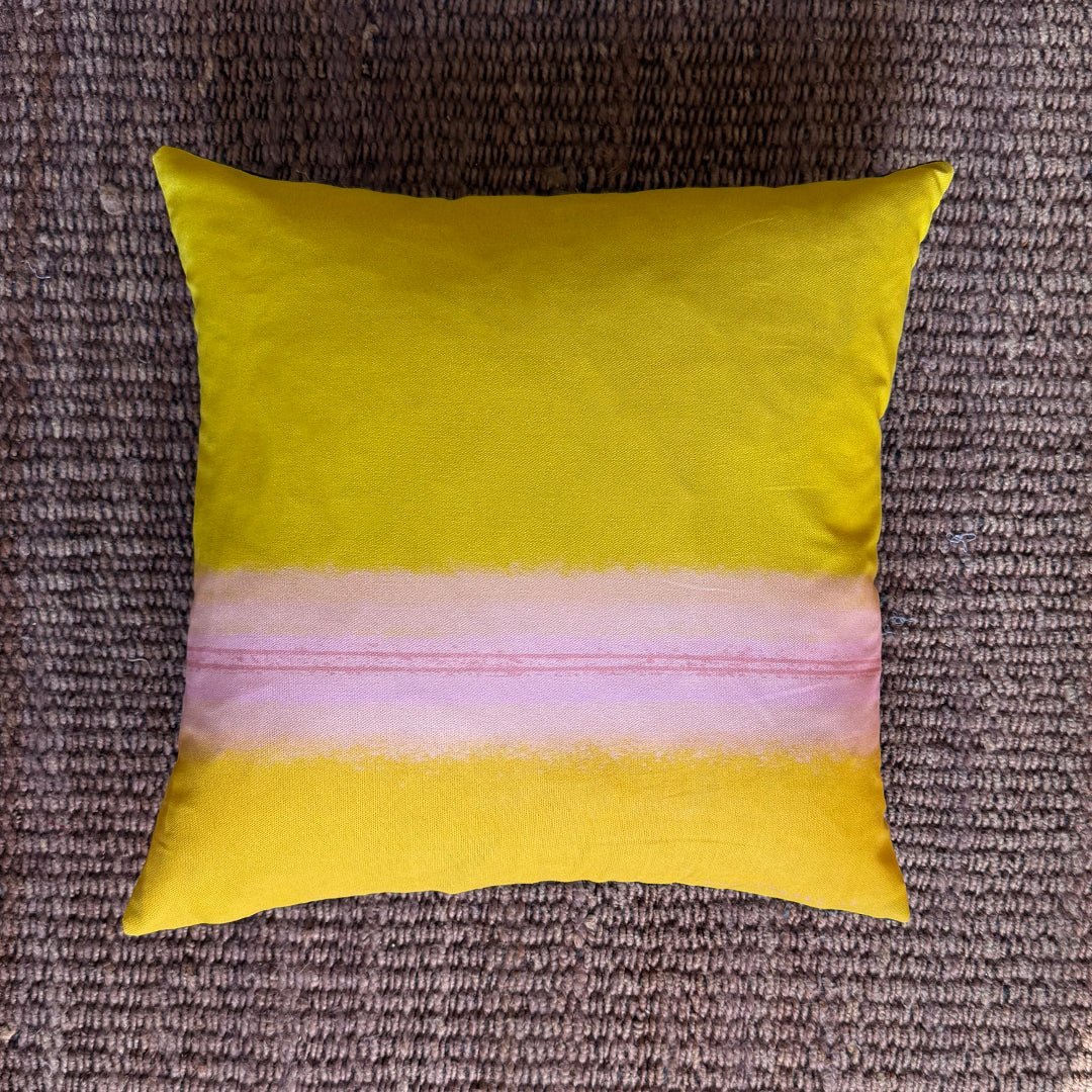 COLOURBLOCK OCHRE cushion on wood