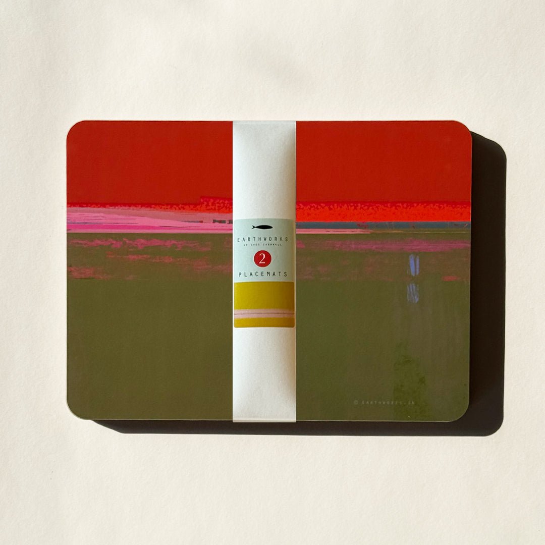 set of 2 - PLACEMATS PATHS GREEN melamine placemat set of 2