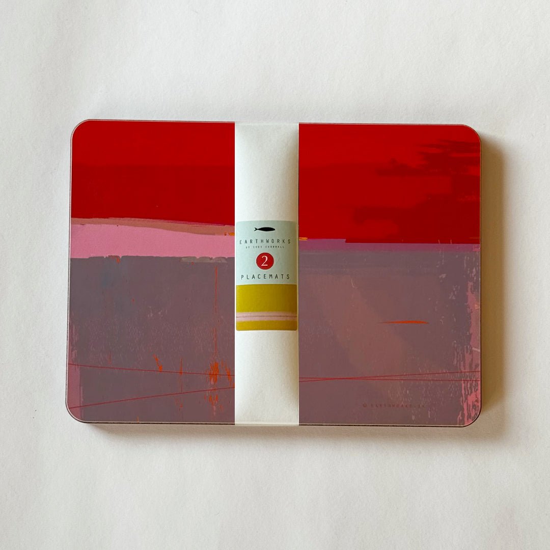 set of 2 - PLACEMATS RED BAY melamine placemat abstract coastal design