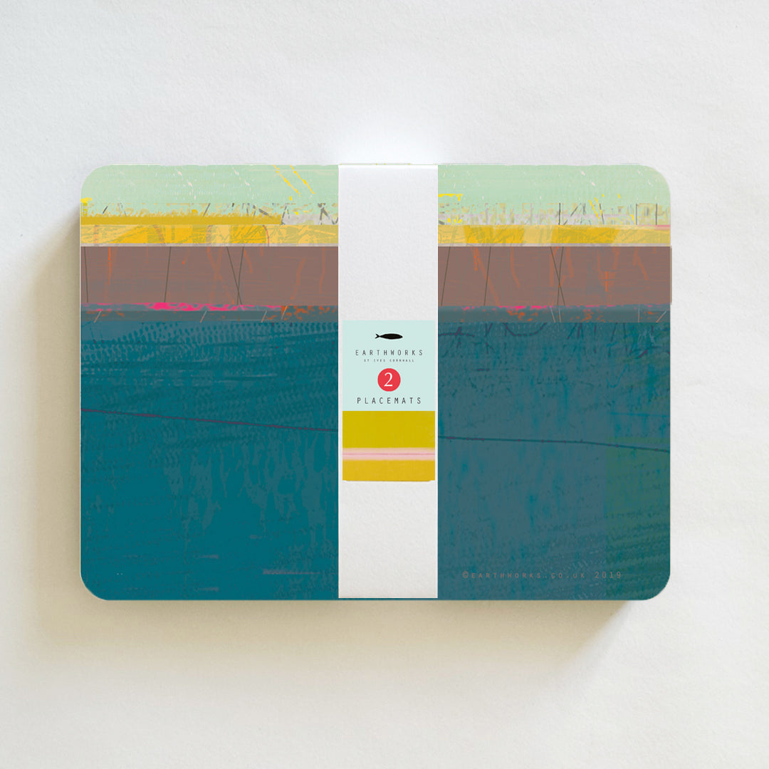 placemat set of 2 - PAINTBOX TEAL - E A R T H W O R K S