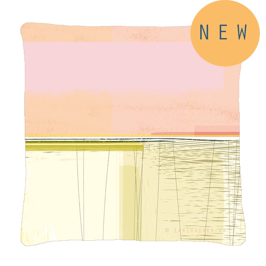 cushion - COAST - PINK soft pink and olive green tones