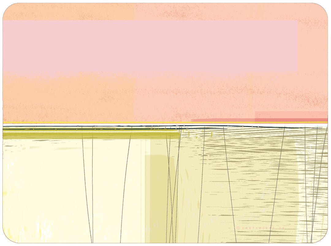 placemat set of 6 -  COAST Pink and olive green abstract placemat design