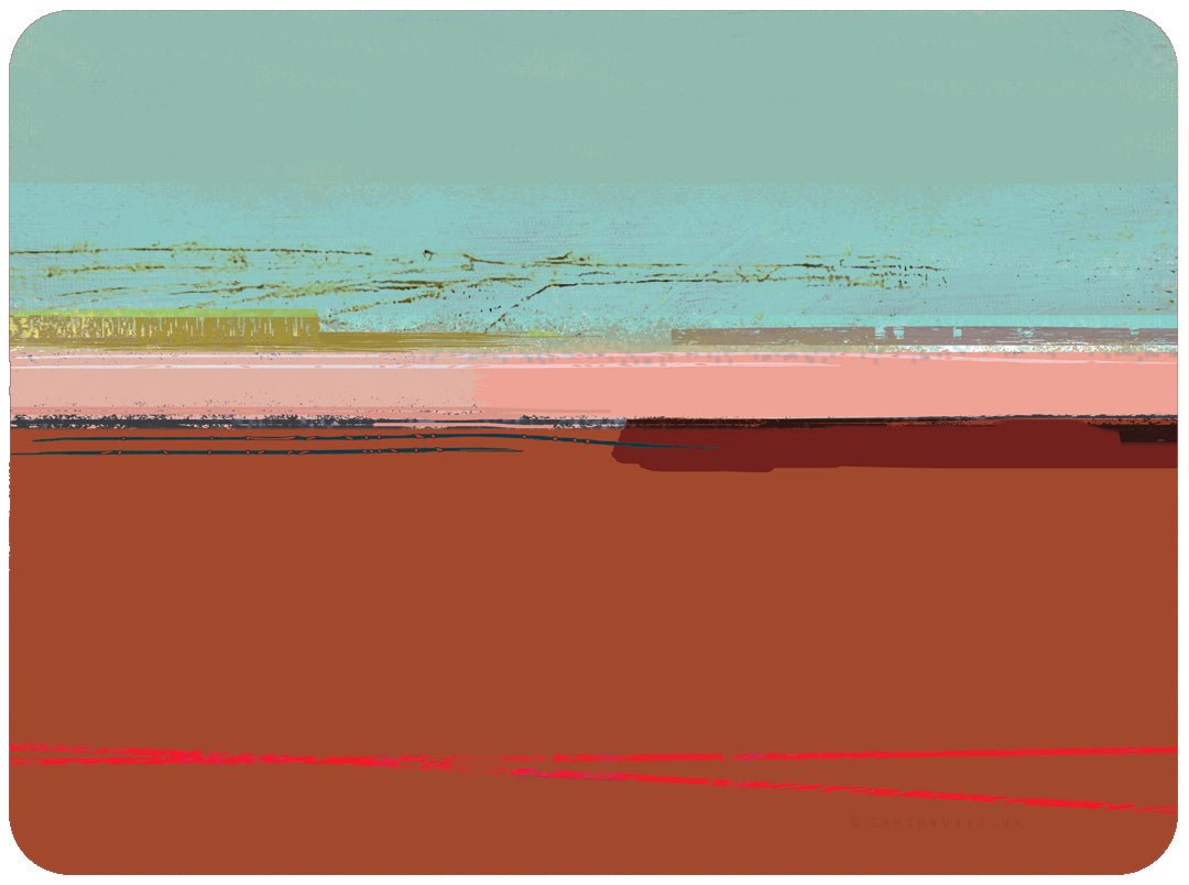 placemat set of 6 -  COAST rust and blue and pink contemporary placemat set for everyday dining kithen home accessory