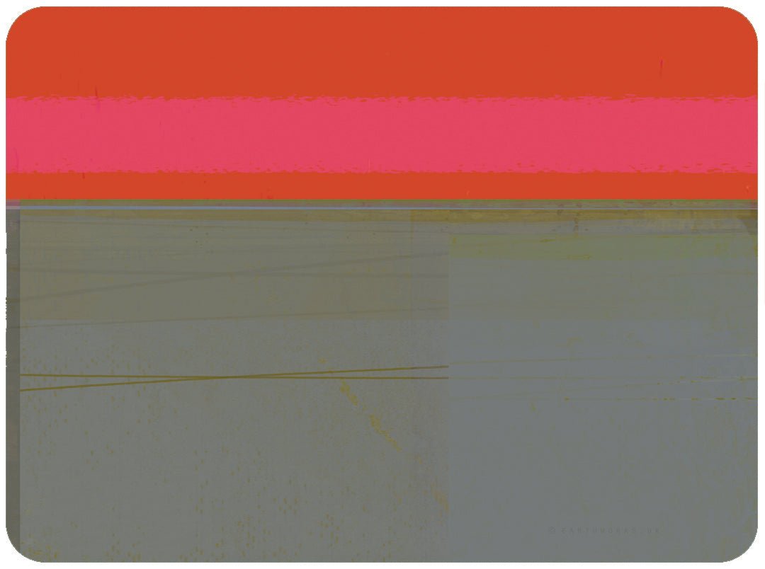 placemat set of 6 -  COAST taupe and red and pink abstract design coastal placemat