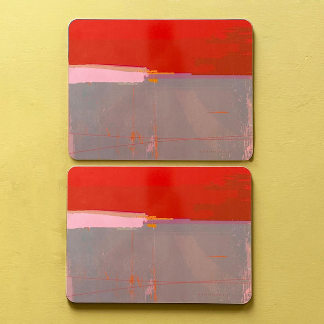 set of 2 - PLACEMATS RED BAY arty placemats coastal design colourful placemats