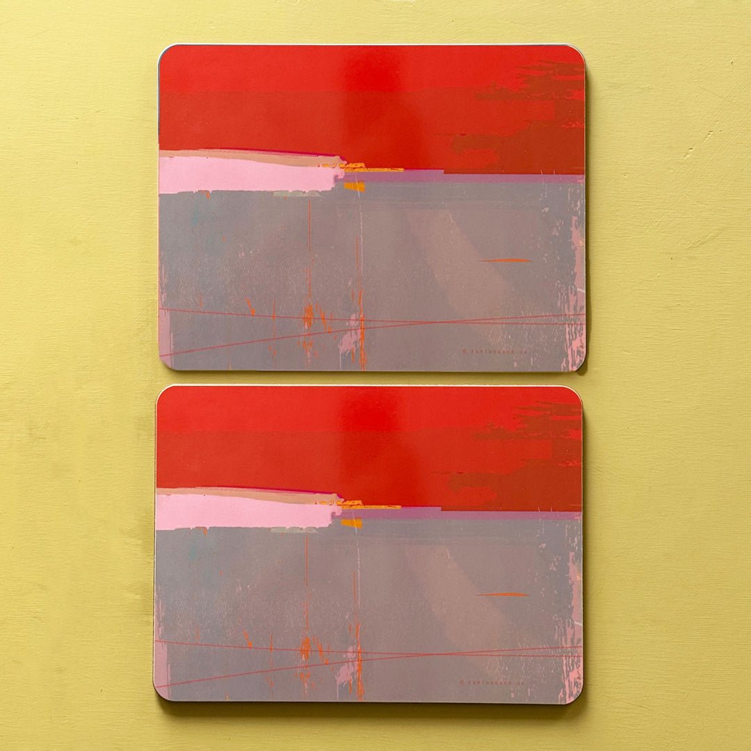set of 2 - PLACEMATS RED BAY arty placemats coastal design colourful placemats