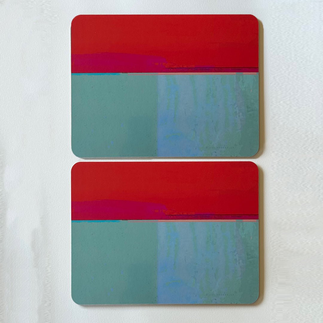 set of 2 - PLACEMATS PATHS BLUE set of melamine placemats abstract design