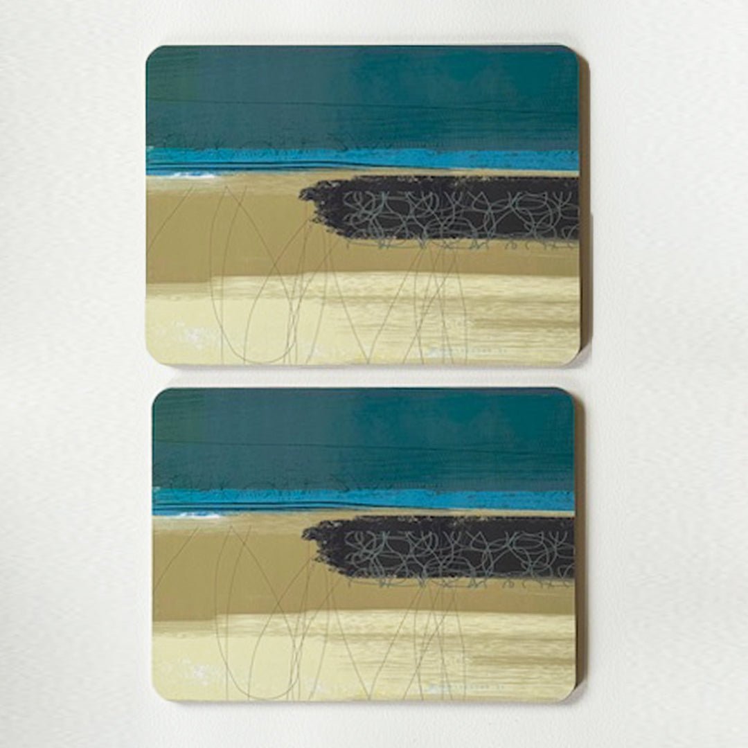 set of 2 - PLACEMATS DRIFT melamine placemat teal colour home decor