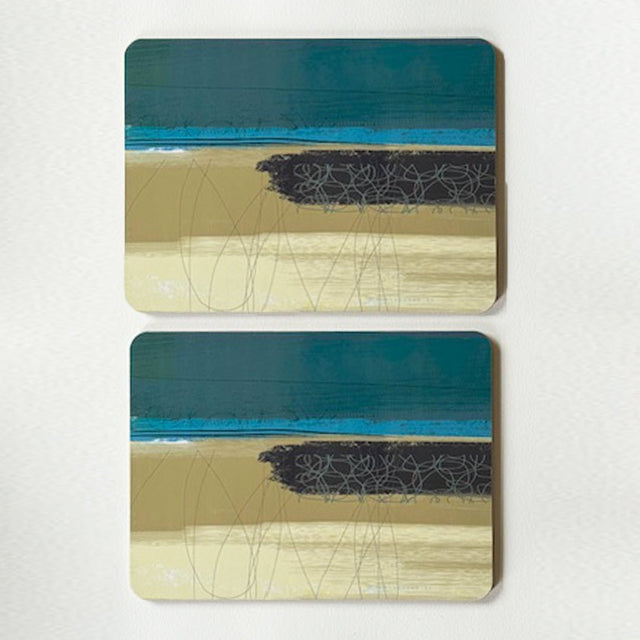 set of 2 - PLACEMATS DRIFT melamine placemat teal colour home decor