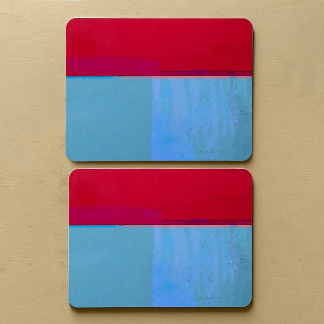 set of 2 - PLACEMATS PATHS BLUE colourful melamine placemats