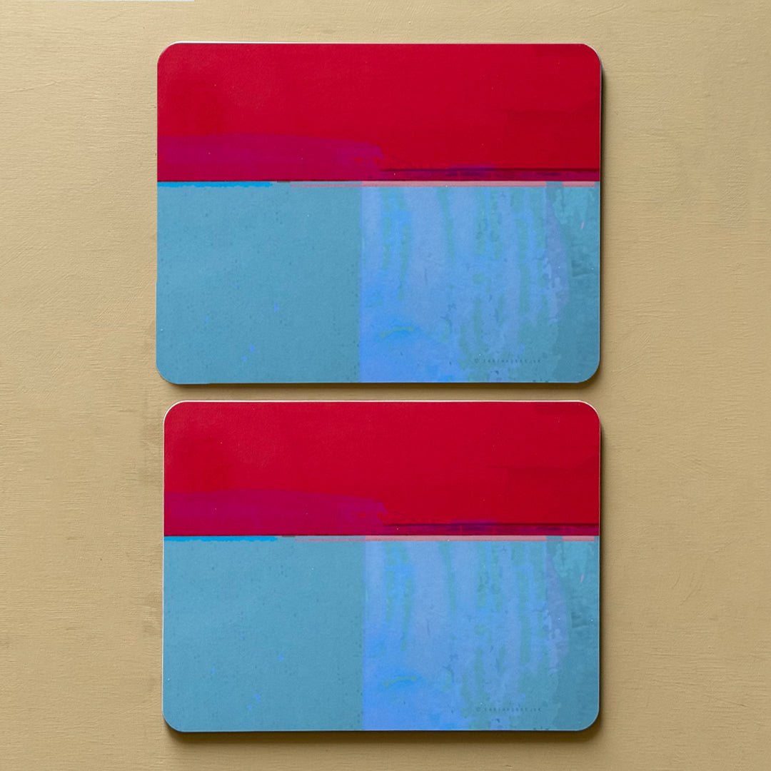 set of 2 - PLACEMATS PATHS BLUE colourful melamine placemats