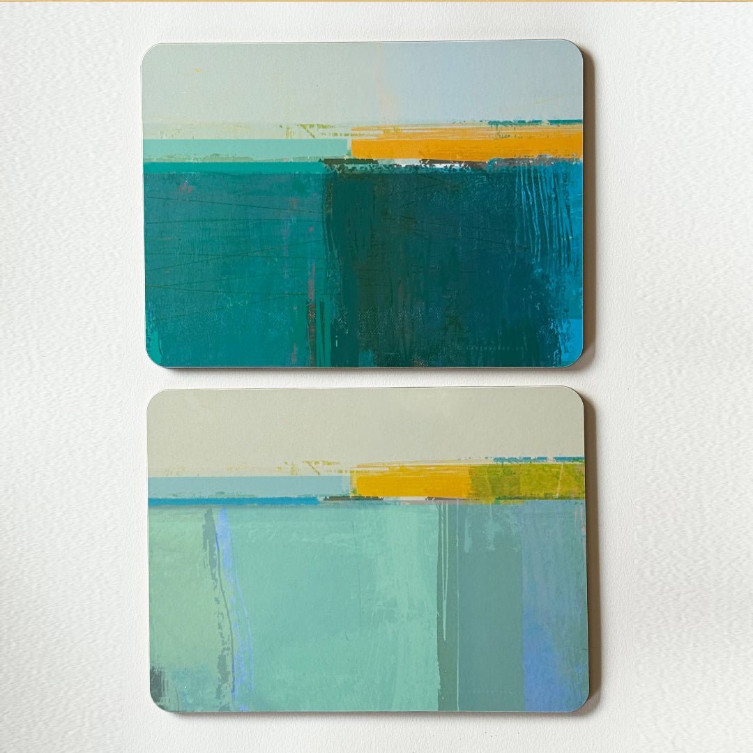 set of 2 - PLACEMATS HEADLAND TEAL/BLUE melamine placemat set