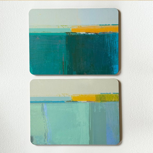 set of 2 - PLACEMATS HEADLAND TEAL/BLUE melamine placemat set