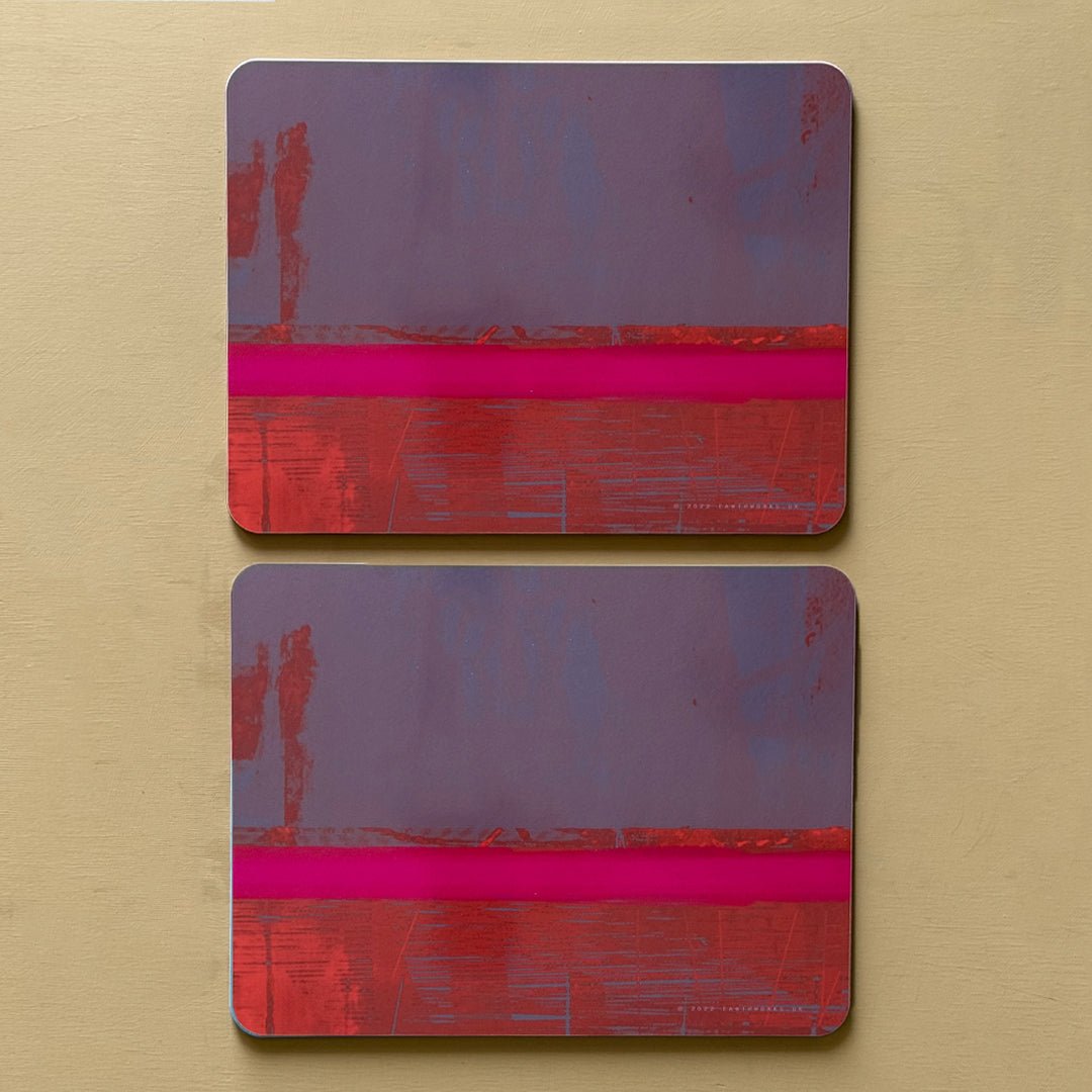 set of 2 - PLACEMATS POOL PINK abstract high quality melamine placemat abstract design pink