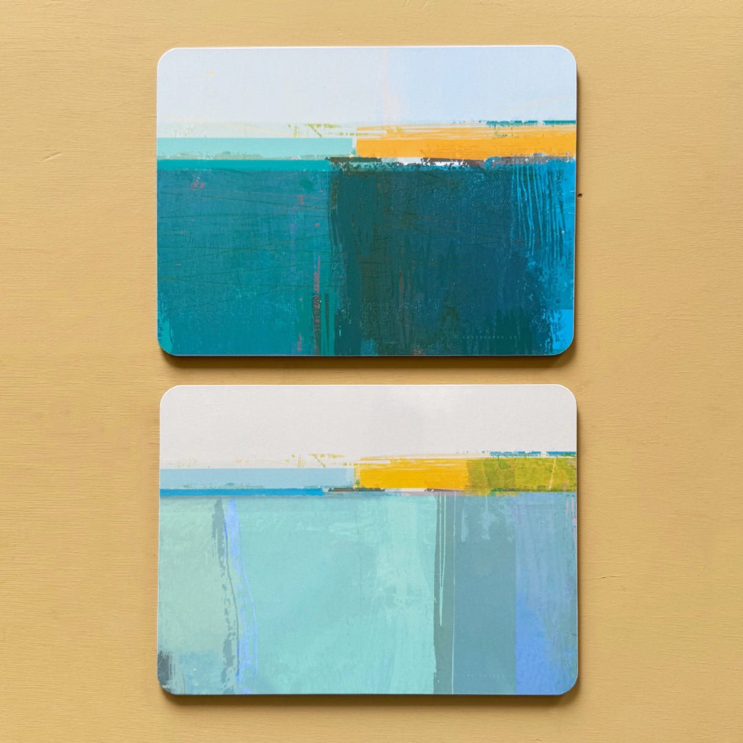 set of 2 - PLACEMATS HEADLAND TEAL/BLUE teal and blue placemat