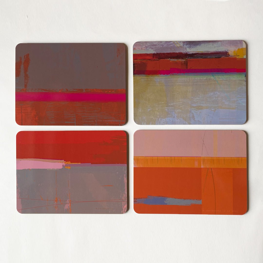 placemat set of 4 - WARM TONES 4 selection of 4 in warm reds and pinks