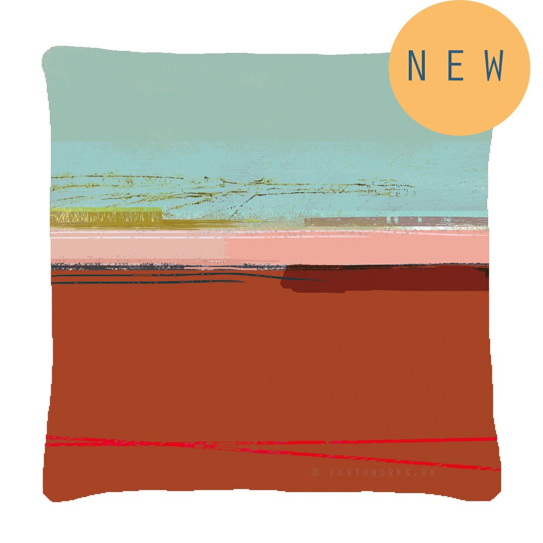 cushion - COAST - RUST burnt orange brown and blue