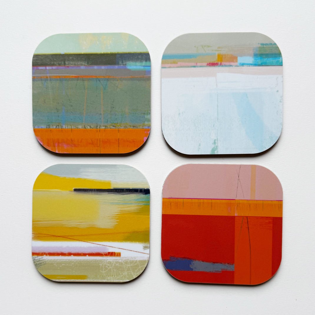 set of 4 - COASTER ART MAT TIDES group of 4 contemporary coasters