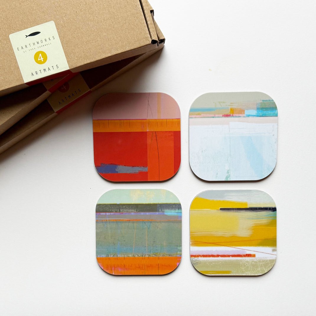 set of 4 - COASTER ART MAT TIDES in box