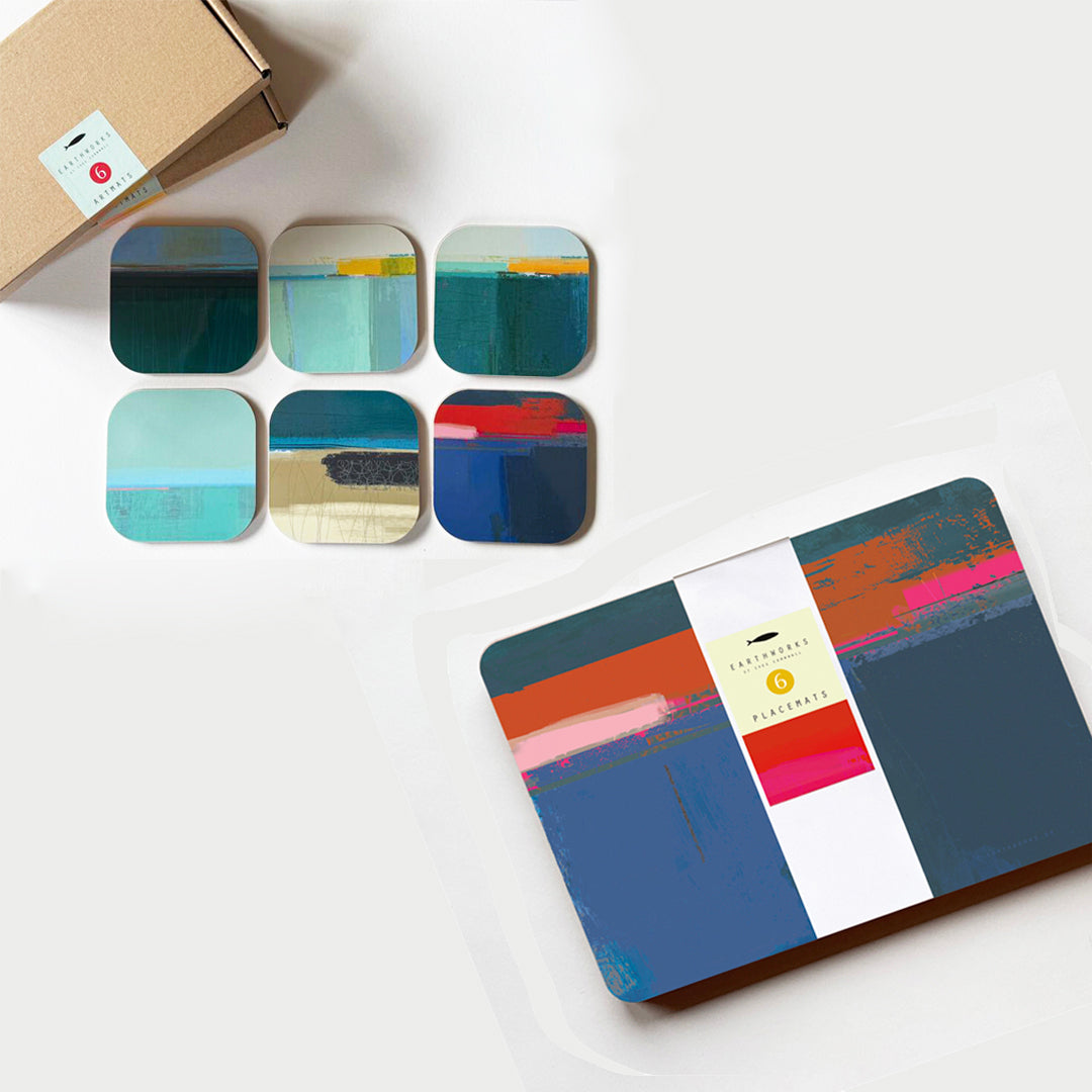 BLUE TONES PLACEMAT & COASTER SETS of 6 – Coastal Placemat Set - E A R T H W O R K S