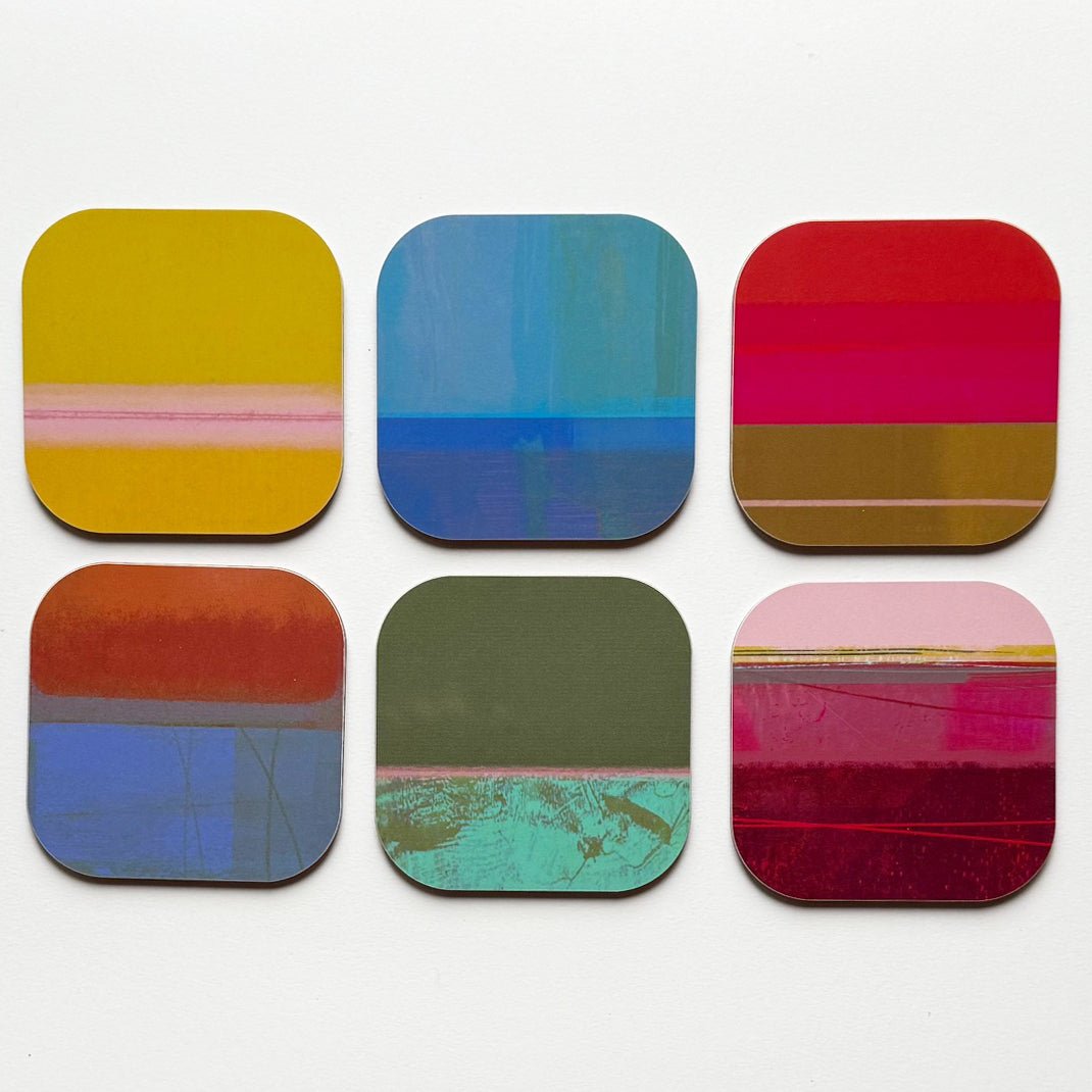 set of 6 - COASTER ART MAT COLOURBLOCK