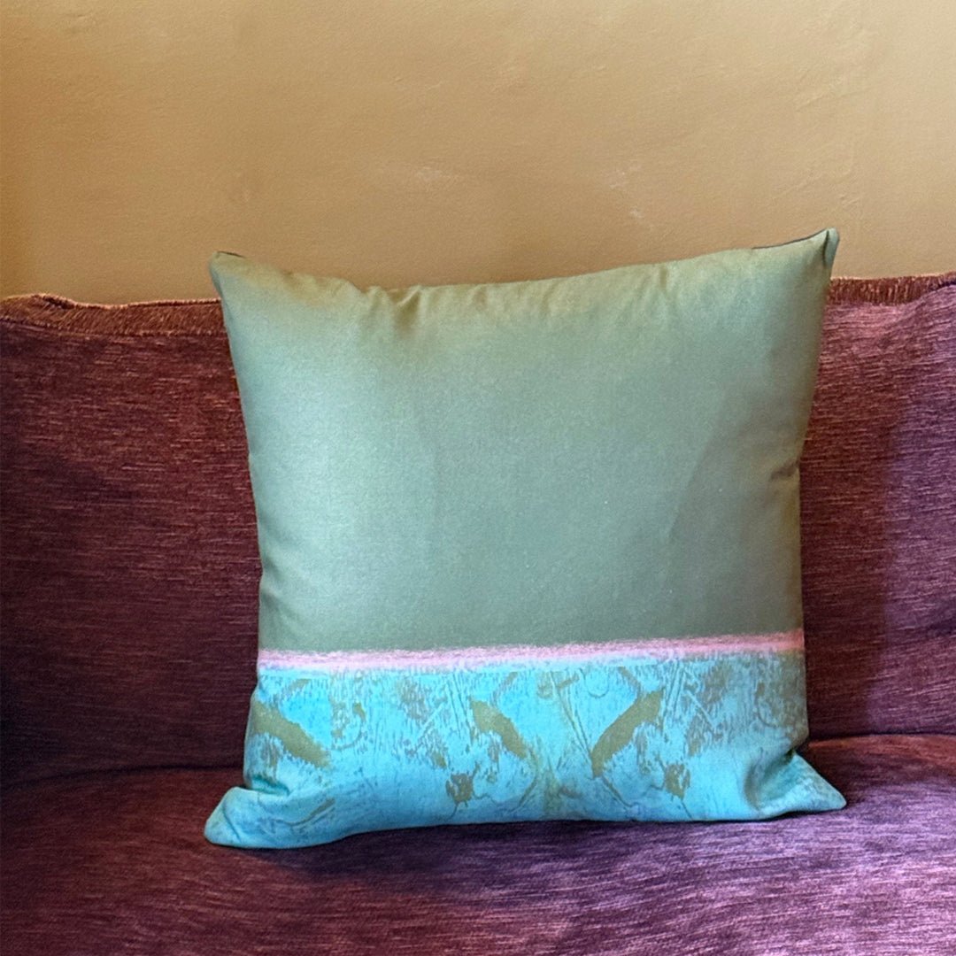 cushion - COLOURBLOCK OLIVE green and light blue tones
