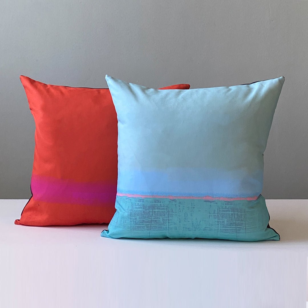 cushion - HORIZON BLUE decorative cushion pillow 45cm 60cm blue throw pillow cushion home decor EARTHWORKS
