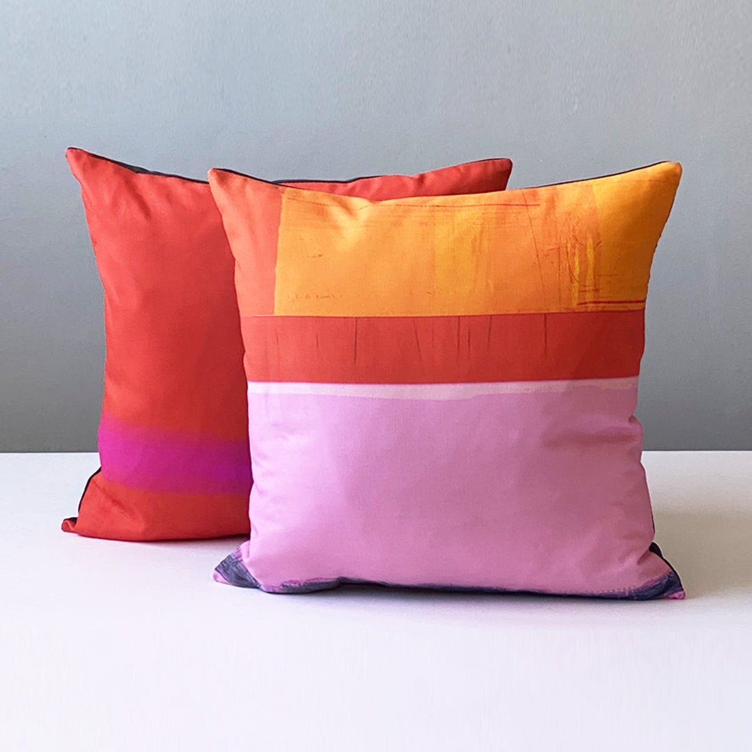 cushion - HEADLAND PINK cushion decorative pink cushion pillow 45cm cotton colourful pink EARTHWORKS