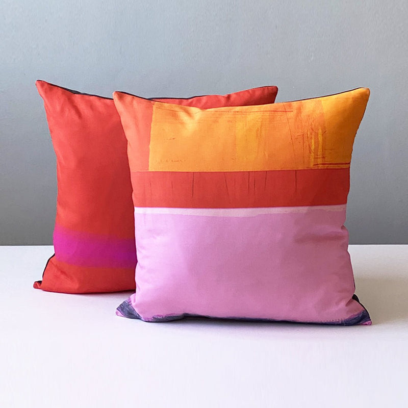 cushion - HEADLAND PINK cushion decorative pink cushion pillow 45cm cotton colourful pink EARTHWORKS