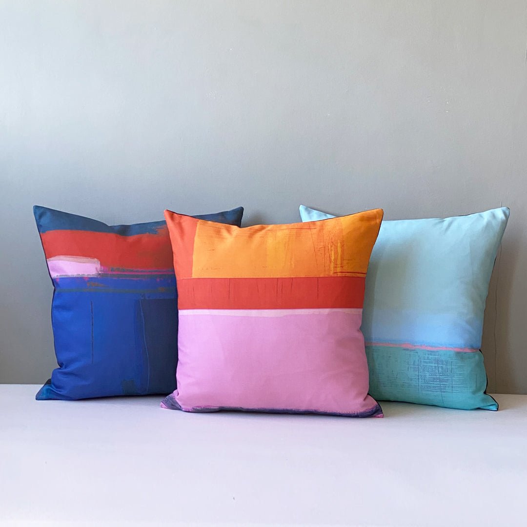 cushion - HEADLAND COBALT BLUE decorative blue cushion 45cm 60cm cotton EARTHWORKS