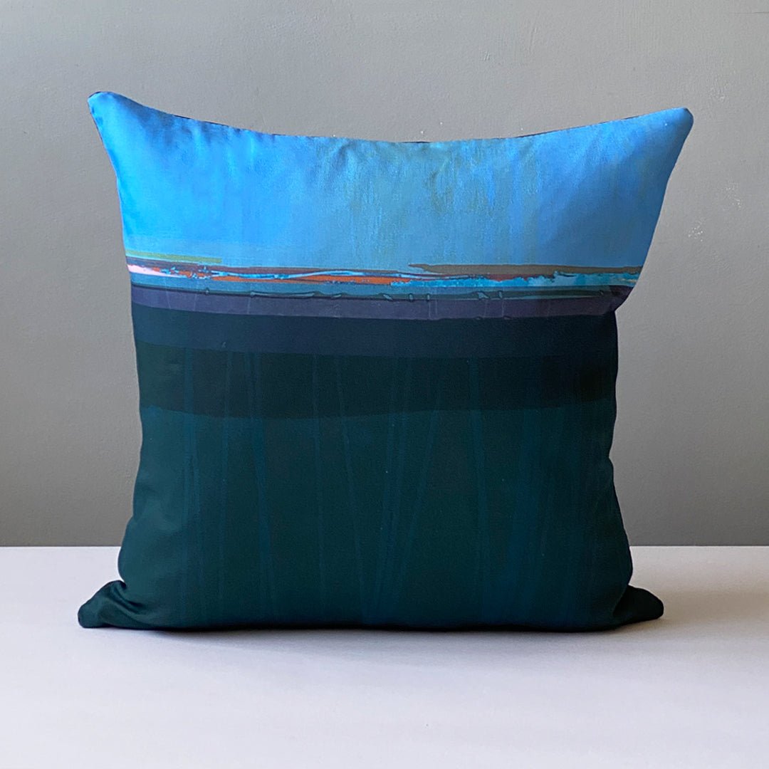 cushion - INKPOT TEAL decorative cushion sofa throw pillow cotton 45cm teal and blue home decor interior EARTHWORKS
