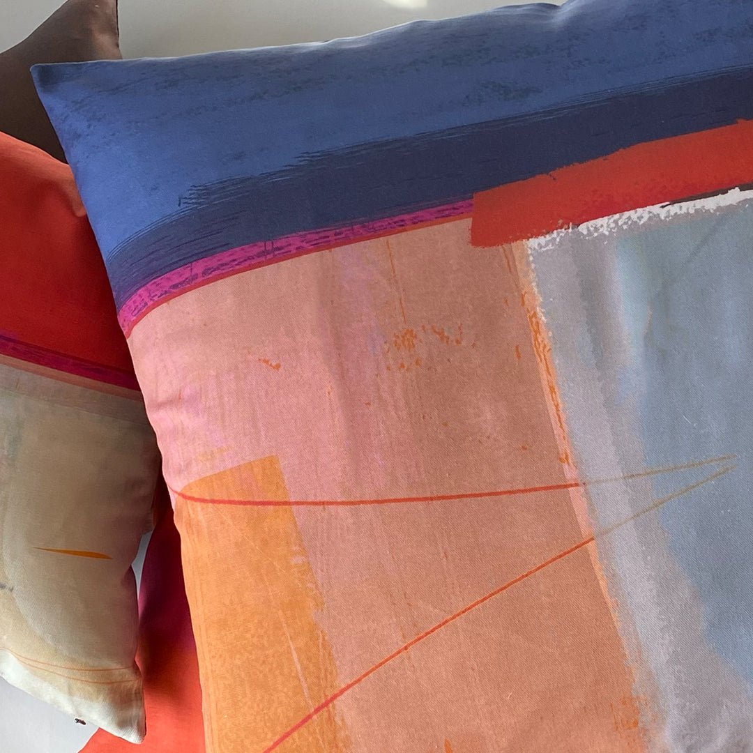 cushion - INKPOT CORAL colourful decorative cushion sofa throw pillow home decor grey bay 45cm cotton EARTHWORKS