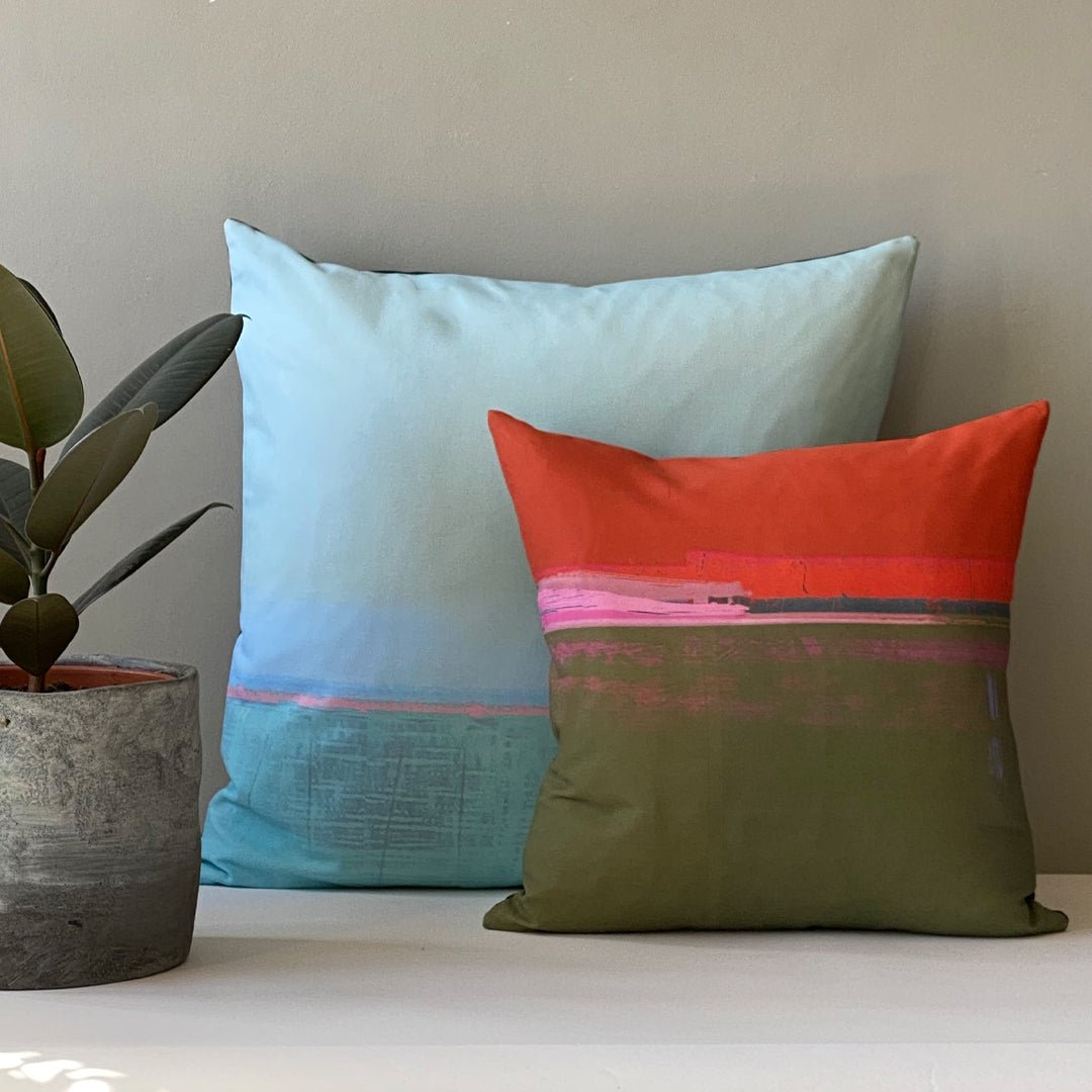 cushion - HORIZON BLUE decorative colourful cushion 45cm 60cm blue throw pillow cushion home decor EARTHWORKS