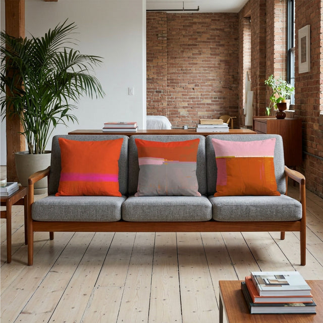 Set of 3 CUSHIONS - BURNT ORANGE TONES - E A R T H W O R K S
