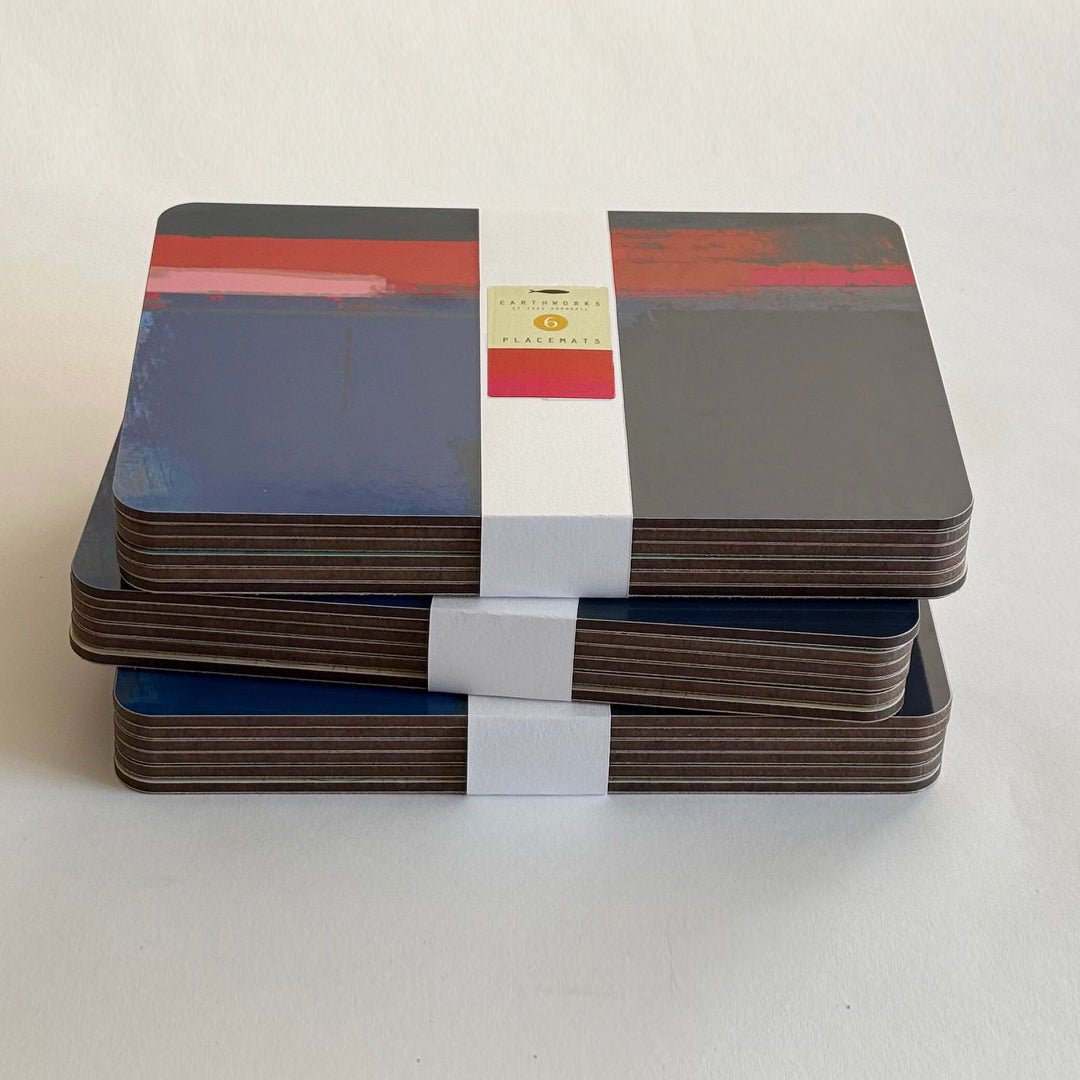 placemat set of 6 - BLUE TONES blue placemat set coastal design art placemats