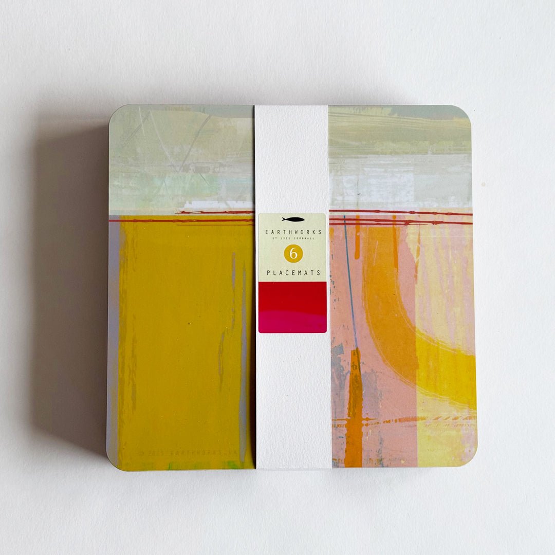 placemat set of 6 - HEADLAND SQUARE coastal design earth colours abstract table mat placemat kitchen home acessory