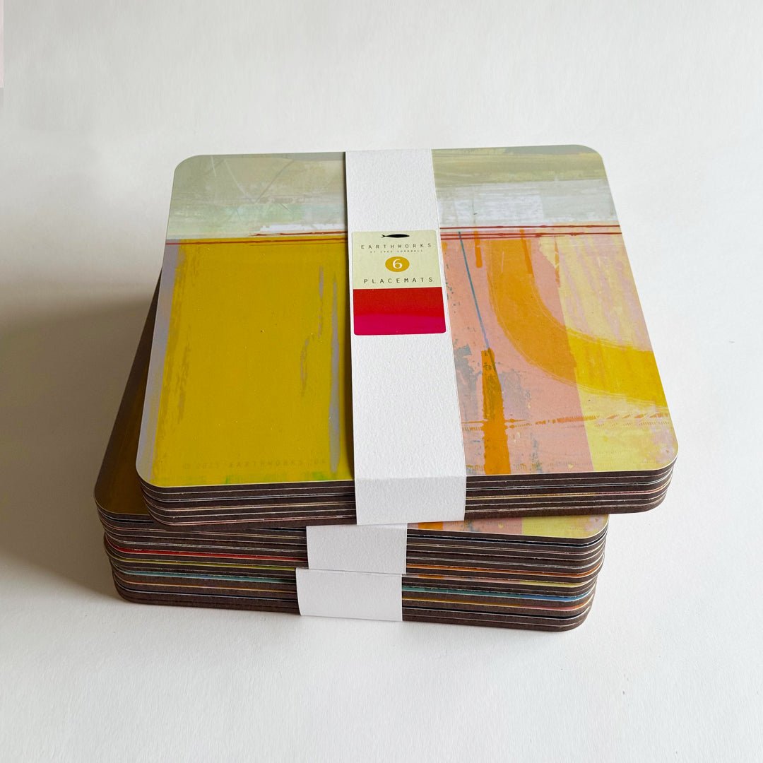 placemat set of 6 - HEADLAND SQUARE coastal luxury placemat  cork-backed melamine