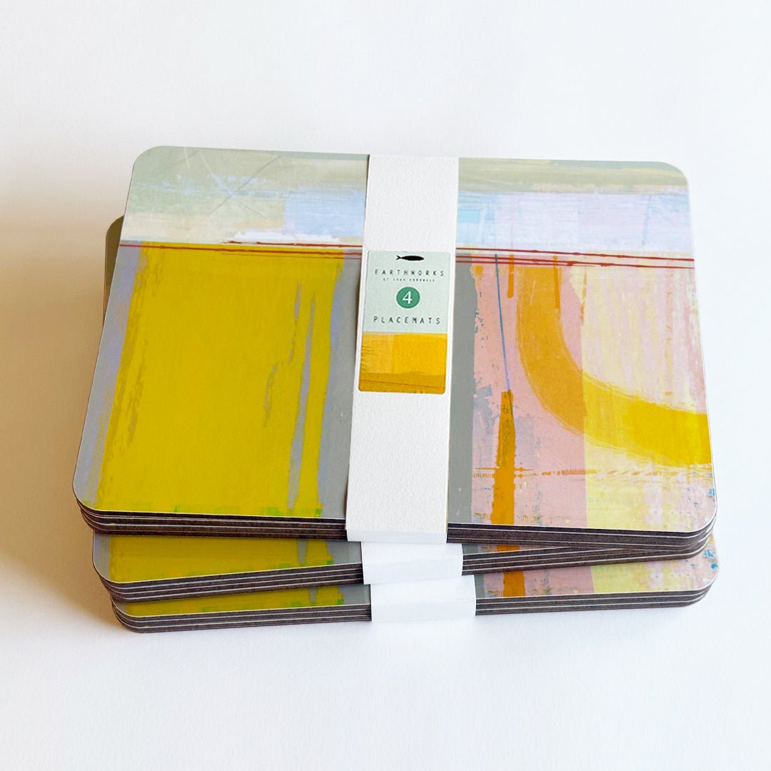 placemat set of 4 - OCHRE POOLS side view banded stack