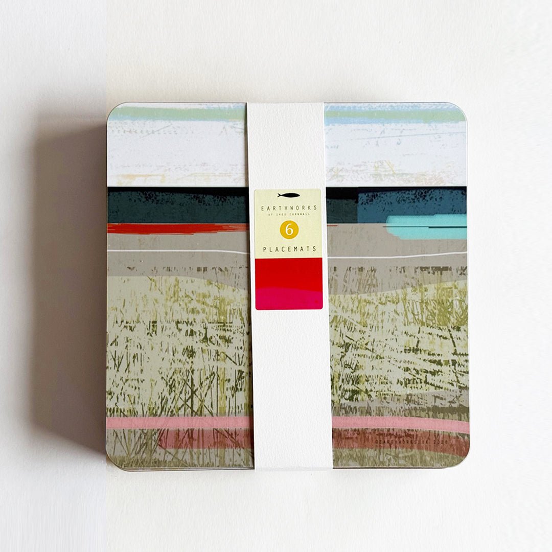 placemat set of 6 - COASTAL SQUARE placemats coastal abstract design home accessory designer placemats