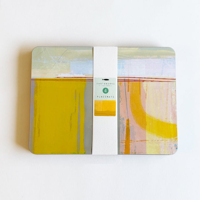 placemat set of 4 - OCHRE POOLS  banded 