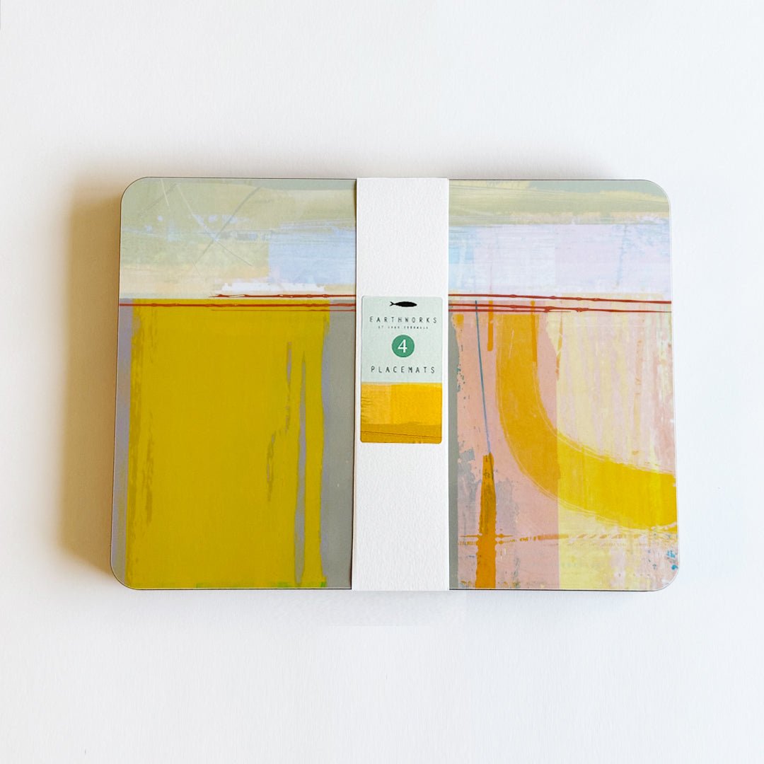 placemat set of 4 - OCHRE POOLS  banded 